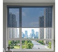 Film Anti Regard Fenetre Effet Miroir sans Tain, Store Enrouleur sans Perçage Adhésif, Brise Vue Unidirectionnel Isolant Thermique sans Cordon pour Balcon Terrasse(Bleu,W65xH200cm)
