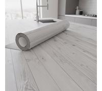 Film autocollant blanc-gris aspect bois, vendu au mètre – 60 cm x 40 m – Convient pour la cuisine, les meubles et la salle de bains