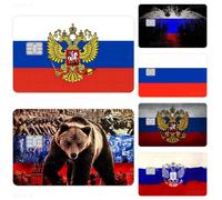 Film autocollant de protection pour carte de crédit/débit avec motif drapeau russe et anime, compatible avec les puces petites et grandes z9