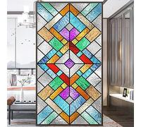 Film autocollant décoratif pour fenêtre de maison - Grille colorée givrée - 50 x 120 cm (l x H)