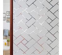 Film de Fenêtre Verre Dépoli 50 x 180 cm Anti Chaleur Non Adhesif Occultant Fenêtre, Brise-Vue Cache Occultant pour Vitre, Vitrage, Douche, Grille Oblique