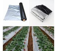 Film de Paillage Plastique Argent-Noir 10 Mètres Long 0.012mm, Protection Contre Le Gel, Film Chauffant et Anti-Mauvaises Herbes pour Jardin(2.0m Width)