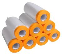 Film de protection avec ruban adhésif, 8 rouleaux, 110 cm x 20 m, transparent
