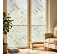 Film décoratif pour fenêtre en verre dépoli - Grille diagonale (PVC électrostatique épais) - Autocollants statiques amovibles pour revêtements de porte de maison - Motif treillis - 30 x 100 cm