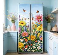 Film décoratif pour réfrigérateur, motif fleurs sauvages et papillons, lot de 2, dimensions 41,5 x 200 cm, couleurs variées