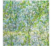 Film décoratif Unyqoos® pour fenêtres – film statique et occultant avec un motif de feuilles vertes et un effet vitrail, autocollant, réutilisable, dimensions : 30 x 200 cm