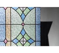 Film électrostatique pour fenêtres Unyqoos®, effet vitrail, transparent – Mini-rouleau 45 cm x 1,5 m, motif "Abbey", adhésif sans colle