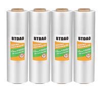 Film Étirable de Déménagement et Emballage Transparent - Lot de 4-38,1 cm x 304,4 m - Film Palette de Protection pour Meubles et Stockage - Plastique de Qualité Industrielle