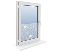 Film Fenetre Anti Regard 60x250 cm - Electrostatique, sans Colle - Film Occultant pour Vitrage - Motif Fleurs Blanches