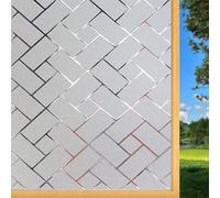 Film Fenetre Anti Regard 65 x 200 cm Adhésif Opaque Protection Anti Regard et UV Collant Brise Vue Fenetre Film Occultant Fenêtre Dépoli pour Salle de Bain Cuisine Bureau, Grille Oblique