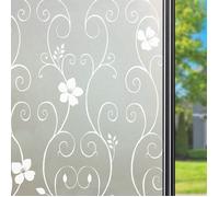 Film Fenetre Anti Regard à Motif Floral, Film Electrostatique Vitre Non-Adhésif Brise Vue Fenêtre Dépoli,60 x 300 cm, Fleur Blanche