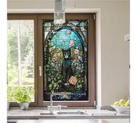 Film Fenetre Anti Regard Feuilles Noires Vertes Film Occultant Fenêtre Filtre Fenetre Anti Regard Durable Window Electrostatique Salon Salle de Bain Films pour Fenêtre 50x100cm/1pcs