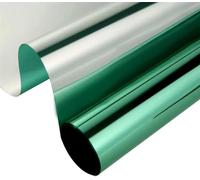 Film fenetre Anti Regard Film de confidentialité for fenêtre Miroir Solaire, Isolation Thermique, vitrail Auto-adhésif bloquant la lumière(Green-Silver,90x100cm)