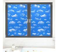 Film Fenetre Anti Regard Nuages Bleus Blancs Cache Vitre Fenetre Anti Regard Window Film Occultant Fenêtre Opaque Vitrage Pas De Colle Filtre Thermique Brise Vue Fenetre 45x100cm/1 Pcs