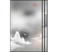 Film Fenetre Anti Regard Rouge Montagne Blanc Cache Vitre Fenetre Anti Regard Window Film Occultant Fenêtre Electrostatique Films pour Fenêtre pour Salle De Bain Cuisine Bureau 45x120cm/1 Pcs
