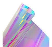 Film holographique Transparent for fenêtre, Film dichroïque irisé for fenêtre, Autocollant décoratif for Verre, Rouleau de cellophane Arc-en-Ciel Auto-adhésif(40x100 cm)