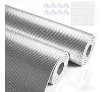 Film Isolant Fenêtre Aluminium Double Face, Couverture Thermique Réfléchissante 3 Couches avec Ventouses Et Pastilles Adhésives, Rideau Occultant pour Camping-Car, Véranda, Garage(50x90cm)