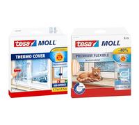 Film isolant pour fenêtres tesa tesamoll Thermo Cover & tesamoll Premium Flexible - Joint en silicone autocollant pour isoler les interstices des fenêtres et des portes - Transparent