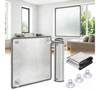 Film Isolant Thermique Fenêtre Aluminium Occultant avec Ventouse Vitre, Film Anti Chaleur Fenêtre Réfléchissant UV pour Maison Velux, Pare Soleil Vitrage Chambre Balcon(100 * 100cm)