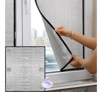 Film Isolation Thermique Fenêtre Anti Regard, Film Occultant Anti Chaleur avec Ventouse, Isolant Fenêtre Anti Froid et UV, Store Opaque pour Vitre, Maison et Bureau(60cm x 60cm/24" x 24")