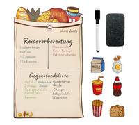 Film magnétique pour réfrigérateur - Motif pain mignon - Liste de choses à faire et planificateur de repas - Avec 6 aimants de réfrigérateur, stylo et gomme - 37 x 23,5 cm