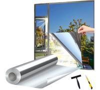 Film Miroir pour fenetre Anti Regard Anti UV avec Kit de Pose Film occultant Fenêtre Bon Effet Miroir Protection (Argenté,40X200cm)