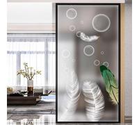 Film Opaque Vitrage Plume Verte Stickers Fenetre Réutilisable Film Vitre Anti Regard Electrostatique Brise Vue Fenetre pour Salle de Bain Cuisine Salon 60x120 cm