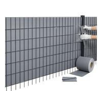 Film pare-vue 35 m en PVC occultant pour clôture en panneau rigide double - Gris clair