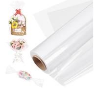 Film plastique transparent, dimensions 80 cm x 45 m, idéal pour l'emballage de cadeaux