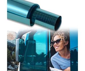 Film pour vitres de voiture, transmission de lumière visible de 35 %, protection UV, confidentialité, isolation thermique, membrane résistante aux rayures, dimensions : 50 cm x 3 m, couleur : bleu