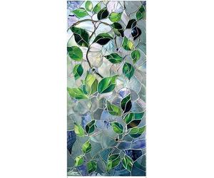 Film statique décoratif Unyqoos® pour fenêtres – effet vitrail, translucide, PVC vert, 45 x 100 cm, autocollant pour salle de bain, salon et bureau