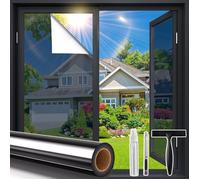 Film Teinté Noir Miroir pour Vitres-44,5x200 cm-Anti-Chaleur & Incassable-Intimité Diurne-Kit d'Outils de Pose Inclus