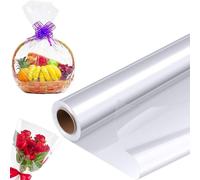 Film transparent pour cadeaux - rouleau de papier cadeau en cellophane de 40 cm x 30 m, idéal pour les paniers cadeaux et les bouquets de fleurs
