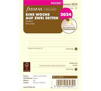 Filofax 24-68258 Agenda 2024 de poche 1 semaine / 2 pages Crème coton allemand
