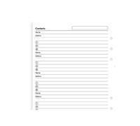 Filofax A5 Feuilles Nom/Adresse/Téléphone