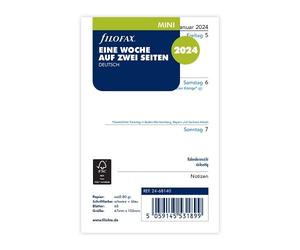 FILOFAX Agenda 2024 Mini 1 semaine sur 2 pages