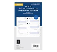 Filofax Agenda personnel 1 mois sur 2 pages avec onglets en allemand 2027