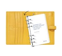 Filofax Finsbury Organiseur format personnel Moutarde - Cuir grainé traditionnel, six anneaux, modulaire, semainier, multilingue, 2027 (C022620M-27)