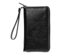 Filofax Malden C022630-27 Organiseur à fermeture éclair, taille compacte, noir, tactile, cuir de buffle pleine fleur, six anneaux, coton crème, agenda 2 semaines, multilingue