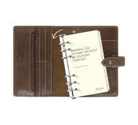 Filofax Malden C025808M-27 Agenda semainier en cuir de buffle pleine fleur, 6 anneaux, format personnel, ocre, multilingue