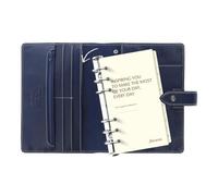 Filofax Malden C028614M-27 Organiseur format personnel Bleu marine - Tactile, cuir de buffle pleine fleur, 6 anneaux - Modulaire, crème de coton - Agenda semainier 2027 multilingue