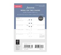 Filofax Minimal Recharge pour agenda 2026 avec semaine sur 2 pages, multilingue, 8,9 cm x 12 cm
