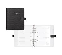 Filofax Moonlight Organiseur format A5 Noir - Aspect cuir, accents dorés, six anneaux, semainier, multilingue, 2025 (C022655-25)
