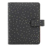 Filofax Organiseur à confettis, format de poche, gris anthracite, aspect cuir, accents en feuille d'or, six anneaux, semainier, multilingue, 2027 (C028724-27)