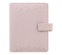 Filofax Organiseur de confettis, format de poche, quartz rose, aspect cuir, accents en feuille d'or, six anneaux, agenda semainier, multilingue, 2027 (C028725-27)