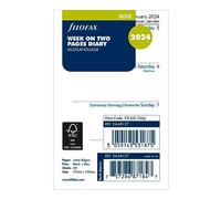 Filofax Recharge d'agenda 2024 - Format mini - Semainier - Papier blanc - Non ligné - Multilingue : quatre langues - C68127-24