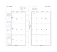 Filofax Recharge d'agenda pour calendrier, format personnel/compact, affichage mensuel, papier blanc, anglais, 2026 (C68410-26)