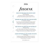 Filofax Recharge pour agenda 2026 - Format de poche - Semaine sur une page avec notes - Papier blanc - Multilingue : quatre langues - C68209-26