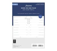 Filofax Recharge pour agenda 2027 - Format A5 - Semaine sur une page - Papier blanc - Non ligné - Multilingue : quatre langues - 2027
