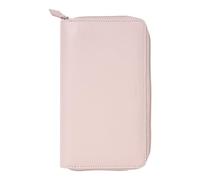 Filofax Saffiano C022699-27 Organiseur à fermeture éclair, taille compacte personnelle, rose poudré, aspect cuir, six anneaux, calendrier 2 semaines par page, anglais, 2027